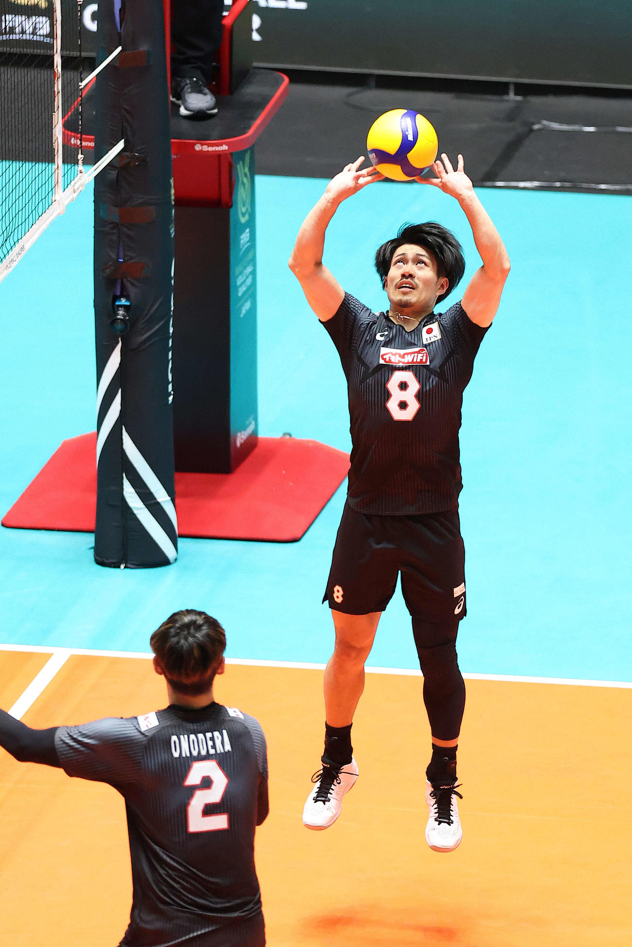 日本対エジプト　第2S、トスを上げる関田（撮影・河田真司）