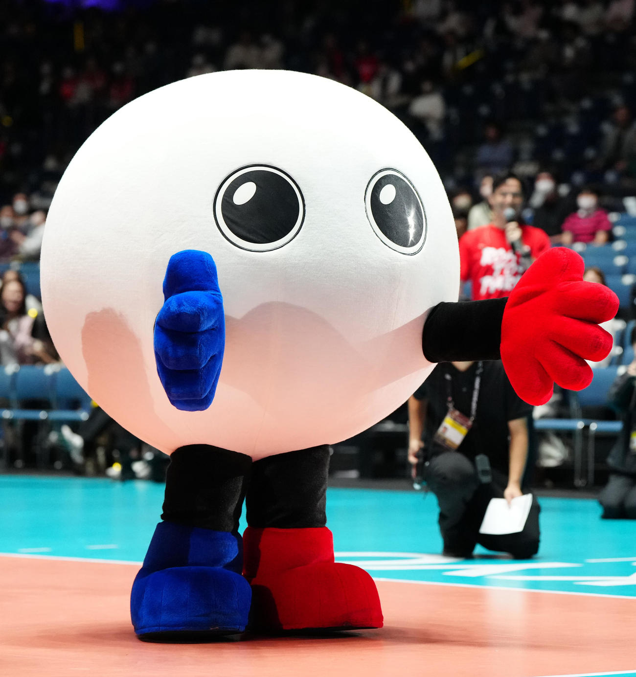 米国対チュニジア　試合後、元通りになったバボちゃん（撮影・江口和貴）