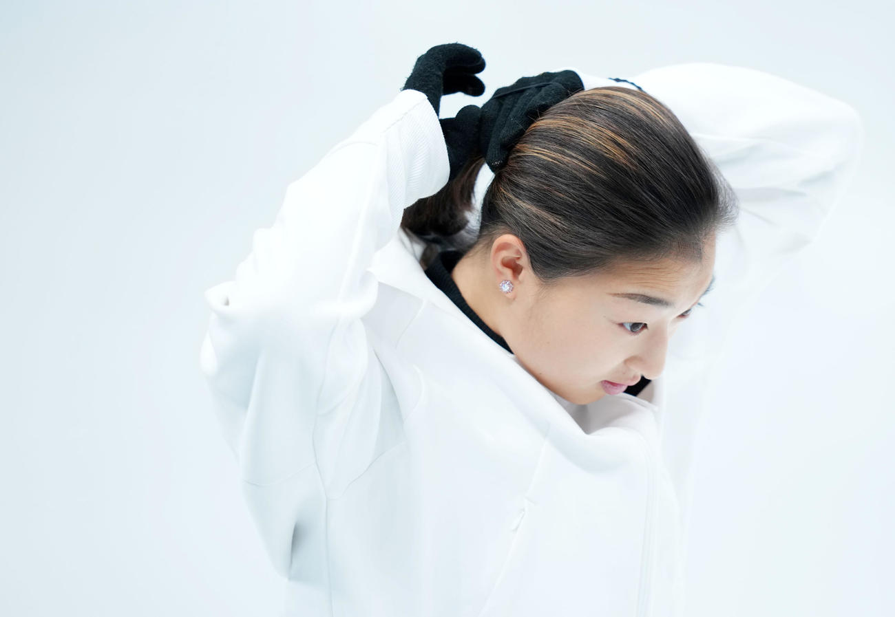 公式練習に臨む坂本（撮影・横山健太）