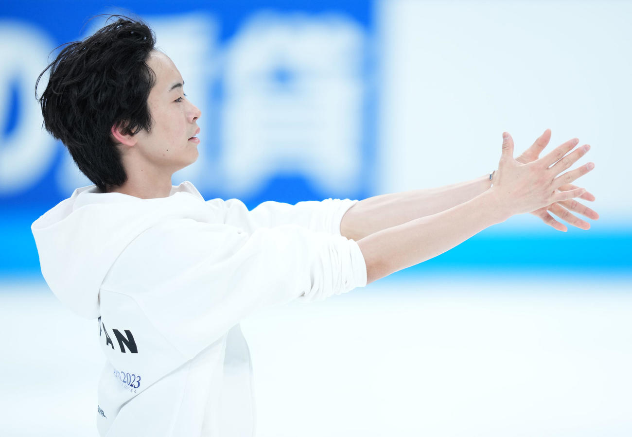 公式練習に臨む島田（撮影・横山健太）