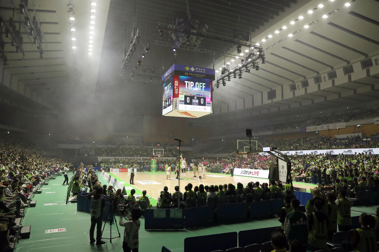 レバンガ北海道対秋田　開幕戦が行われた北海きたえーる（撮影・佐藤翔太）