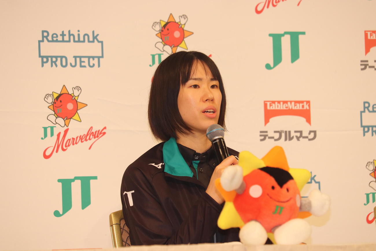 会見に出席した林琴奈（撮影・竹本穂乃加）