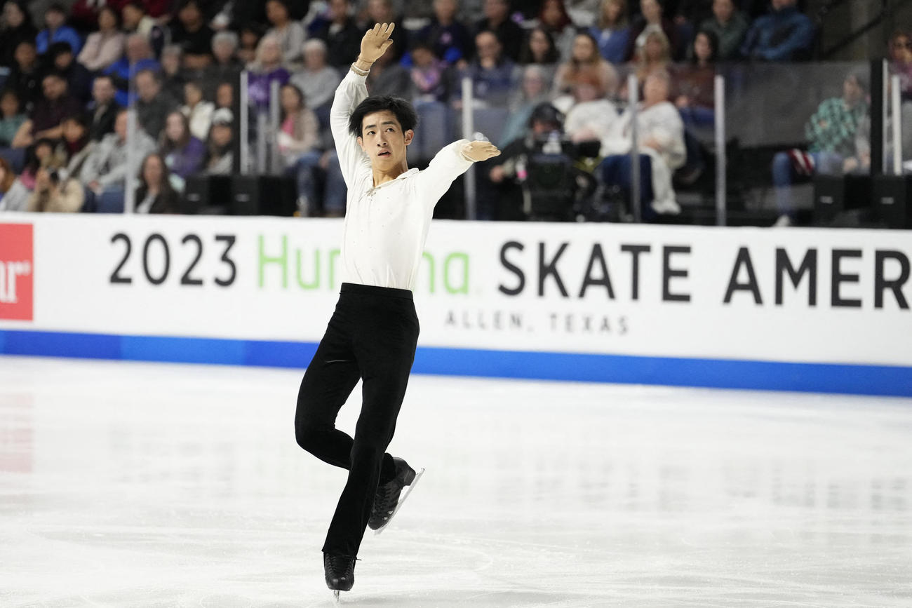 スケートアメリカ　SPで演技を披露する壷井達也（USA TODAY Sports＝ロイター）