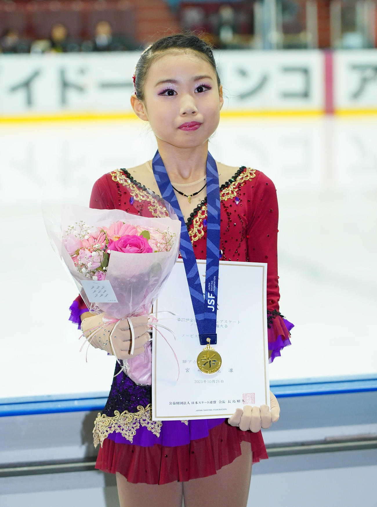 女子ノービスBで優勝した宮崎花凜（撮影・菅敏）