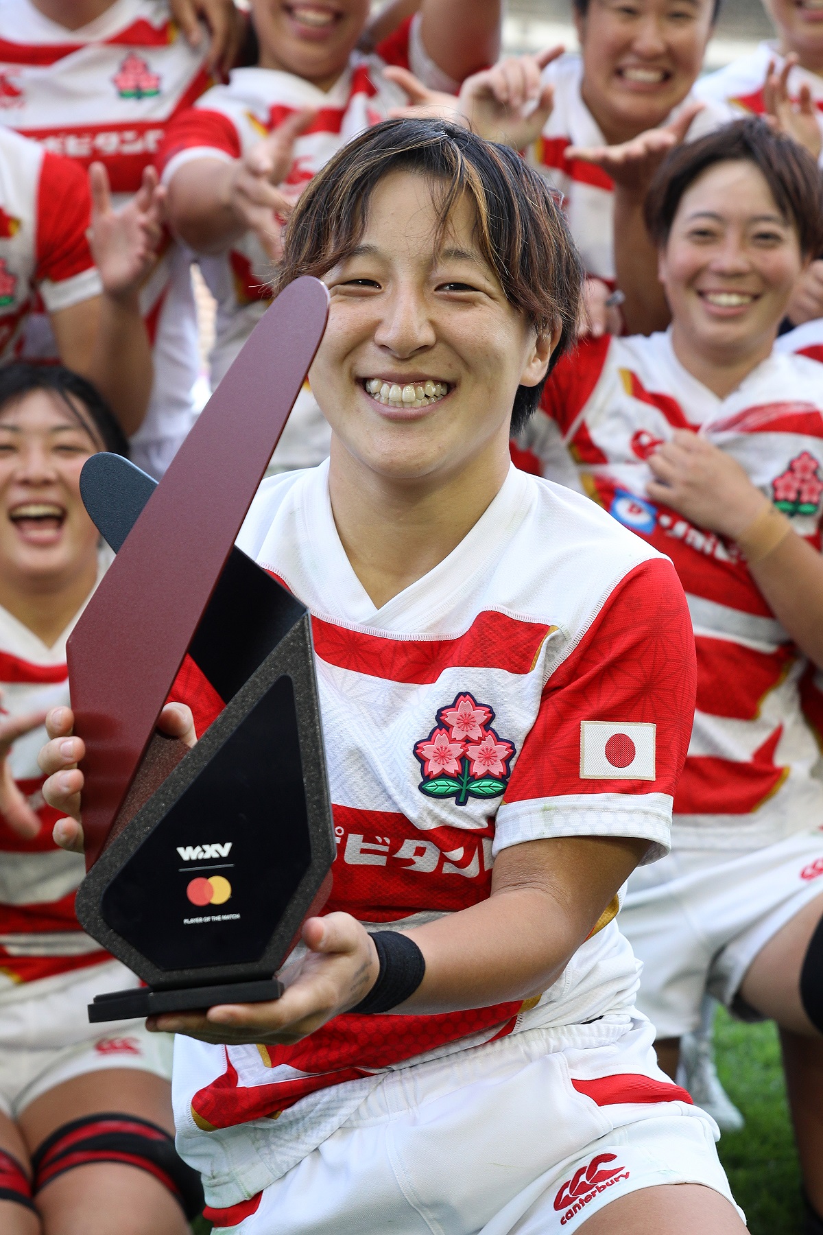 WXV2第2戦のサモア戦でプレーヤー・オブ・ザ・マッチに選ばれた日本代表SH阿部恵（C）JRFU