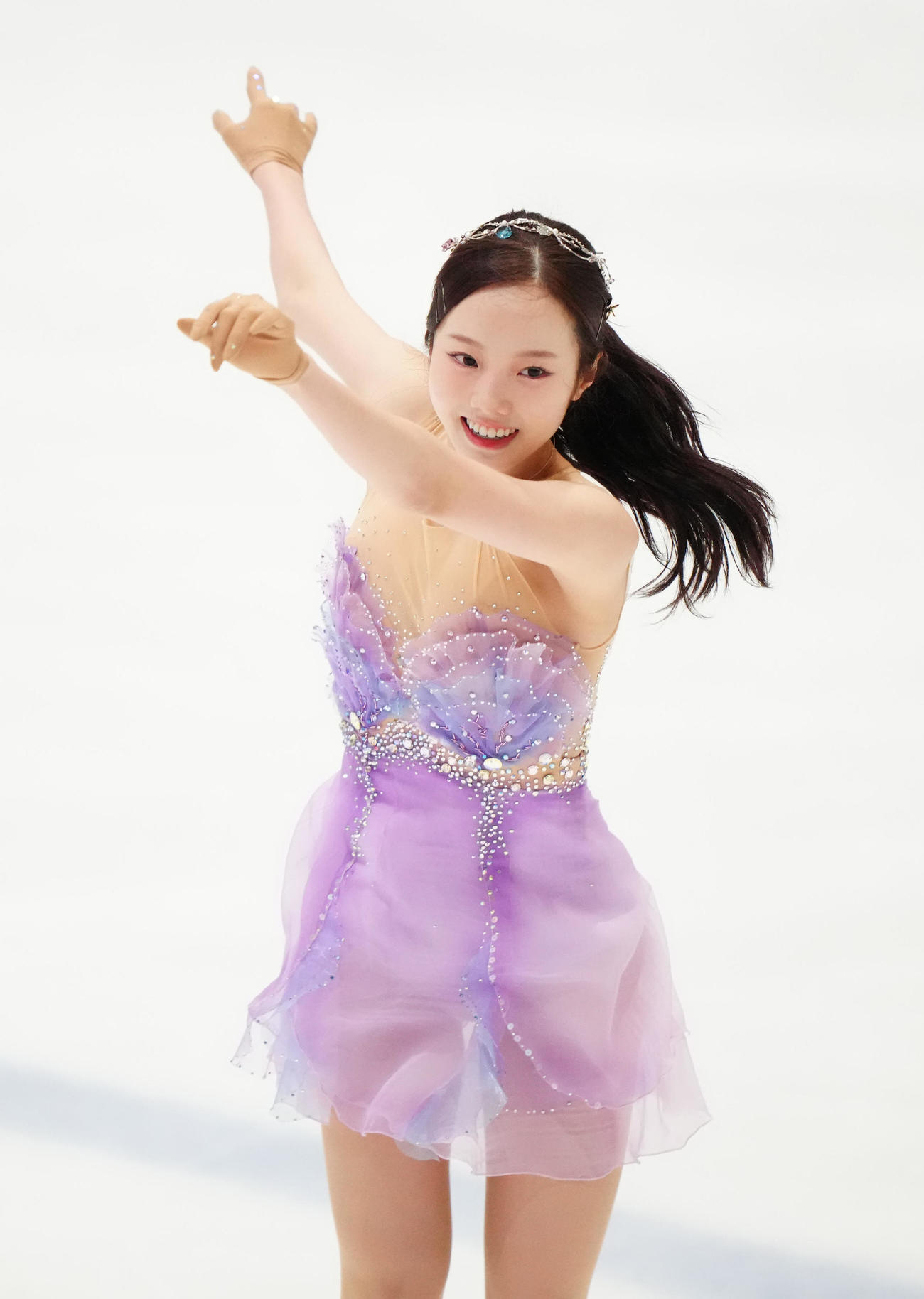 女子フリーで演技する本田真凜（撮影・江口和貴）