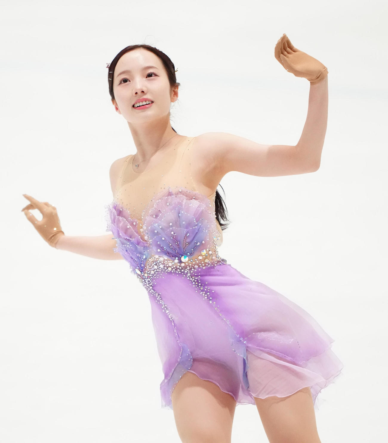 女子フリーで演技する本田真凜（撮影・江口和貴）