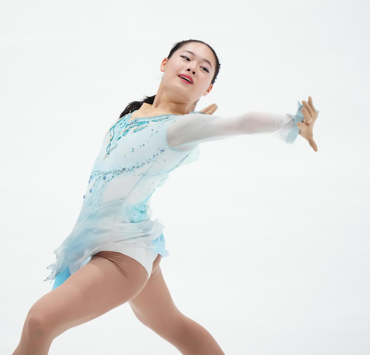 ジュニア女子フリーで演技する奥野友莉菜（撮影・江口和貴）