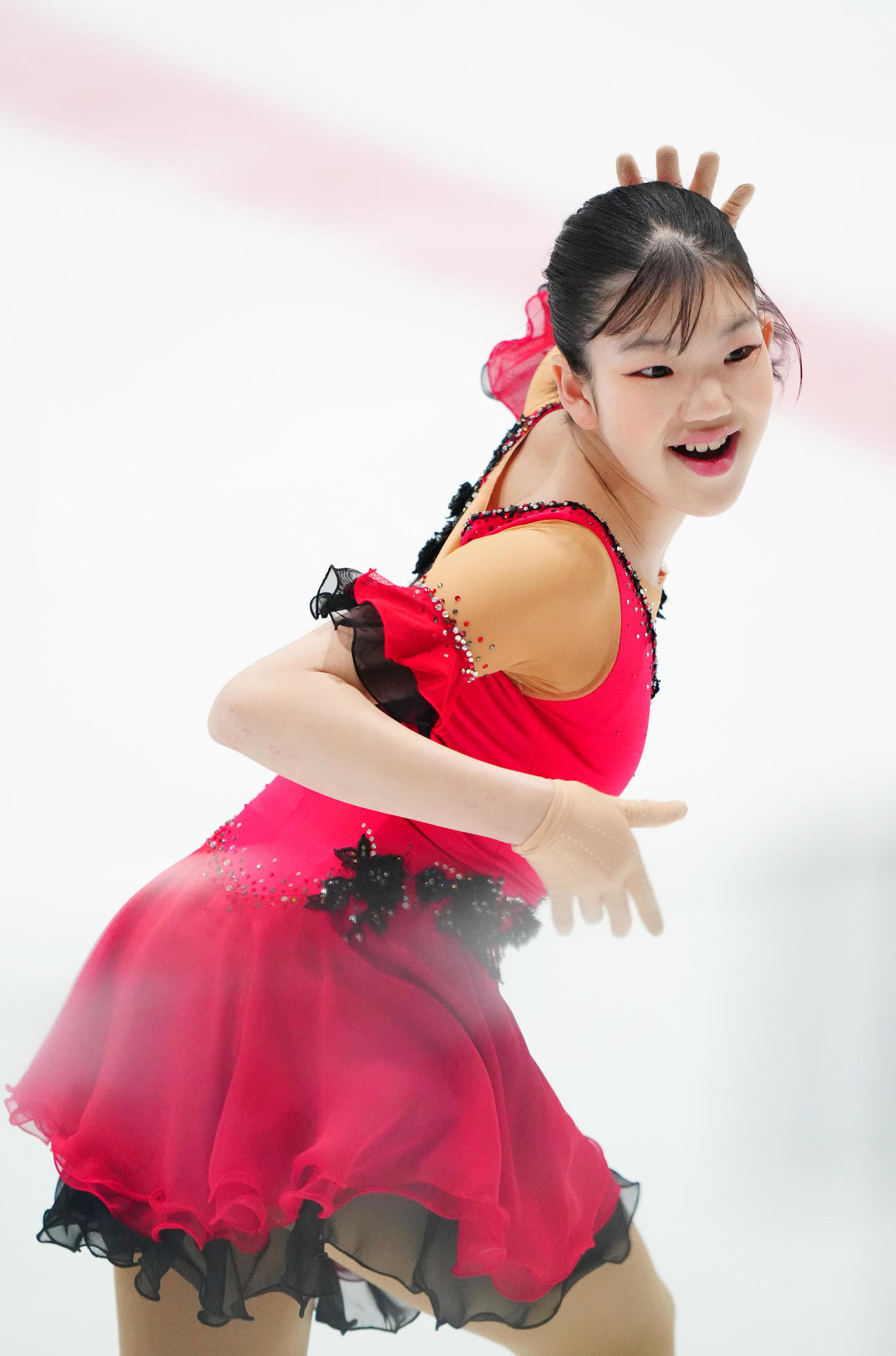 ジュニア女子フリーで演技する中尾歩（撮影・江口和貴）