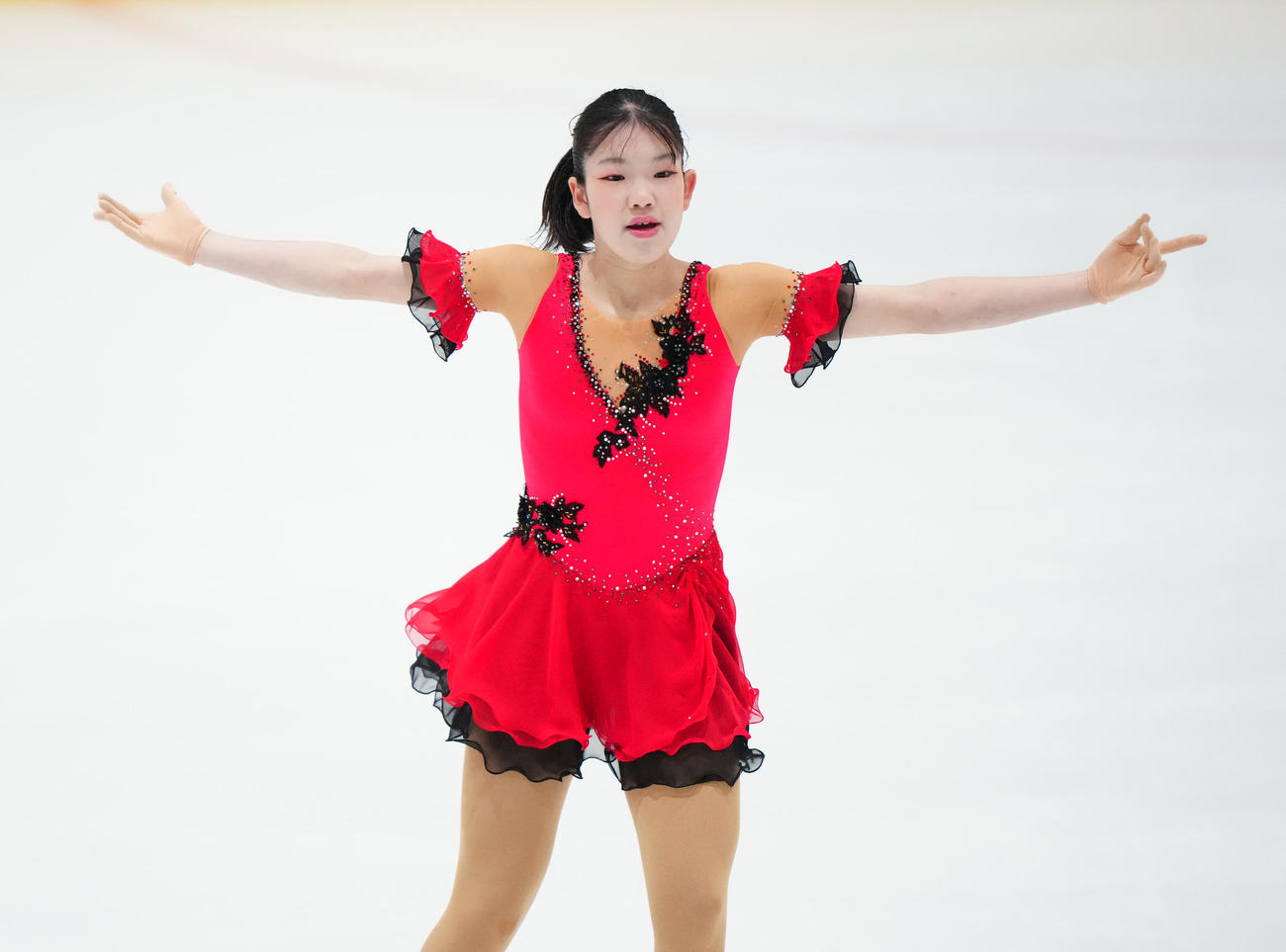 ジュニア女子フリーで演技する中尾歩（撮影・江口和貴）