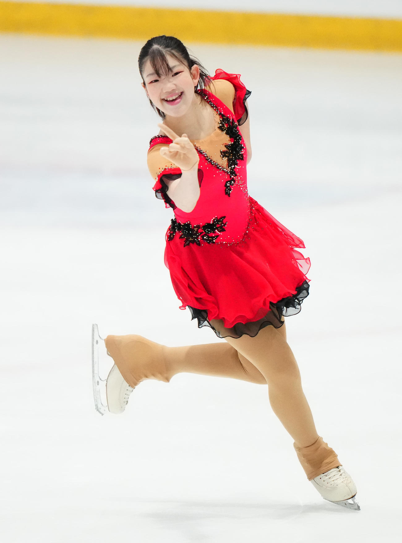 ジュニア女子フリーで演技する中尾歩（撮影・江口和貴）