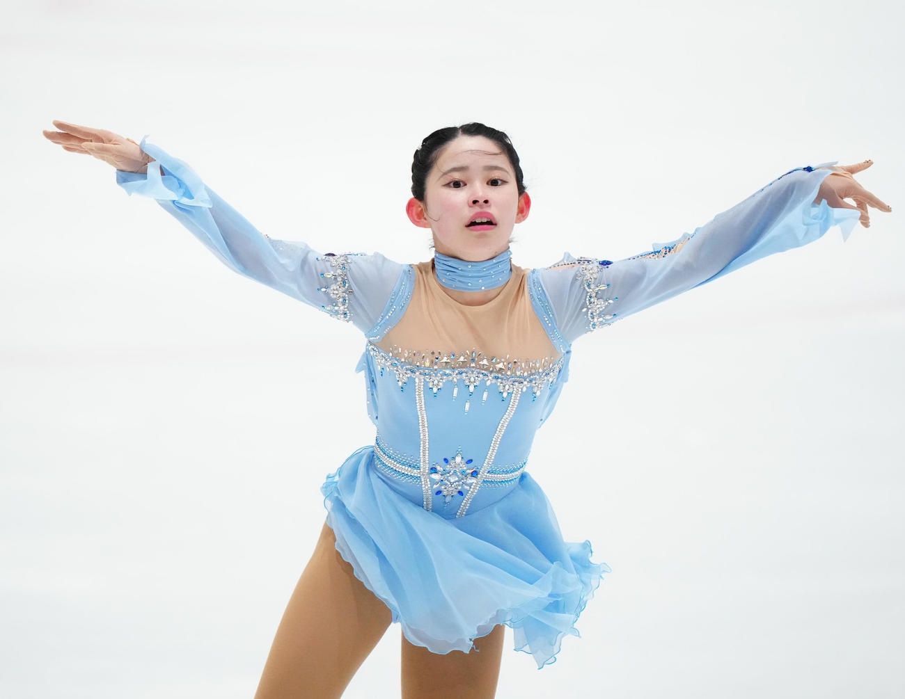 ジュニア女子フリーで演技する岩本愛子（撮影・江口和貴）