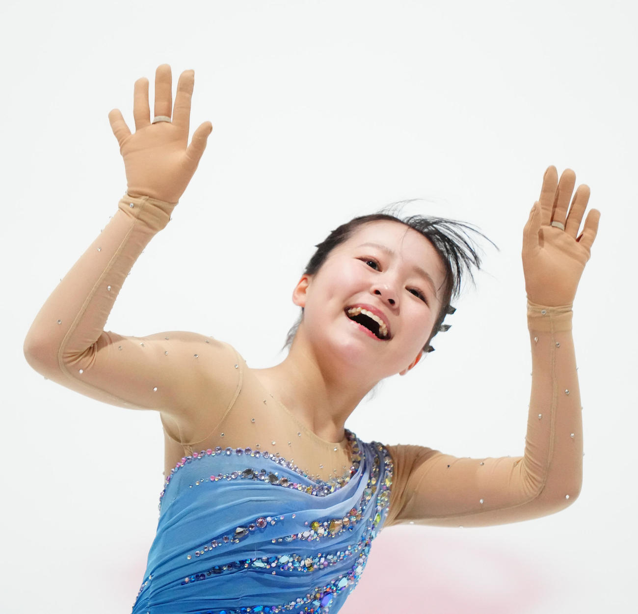 ジュニア女子フリーで演技する井滝梨杏（撮影・江口和貴）