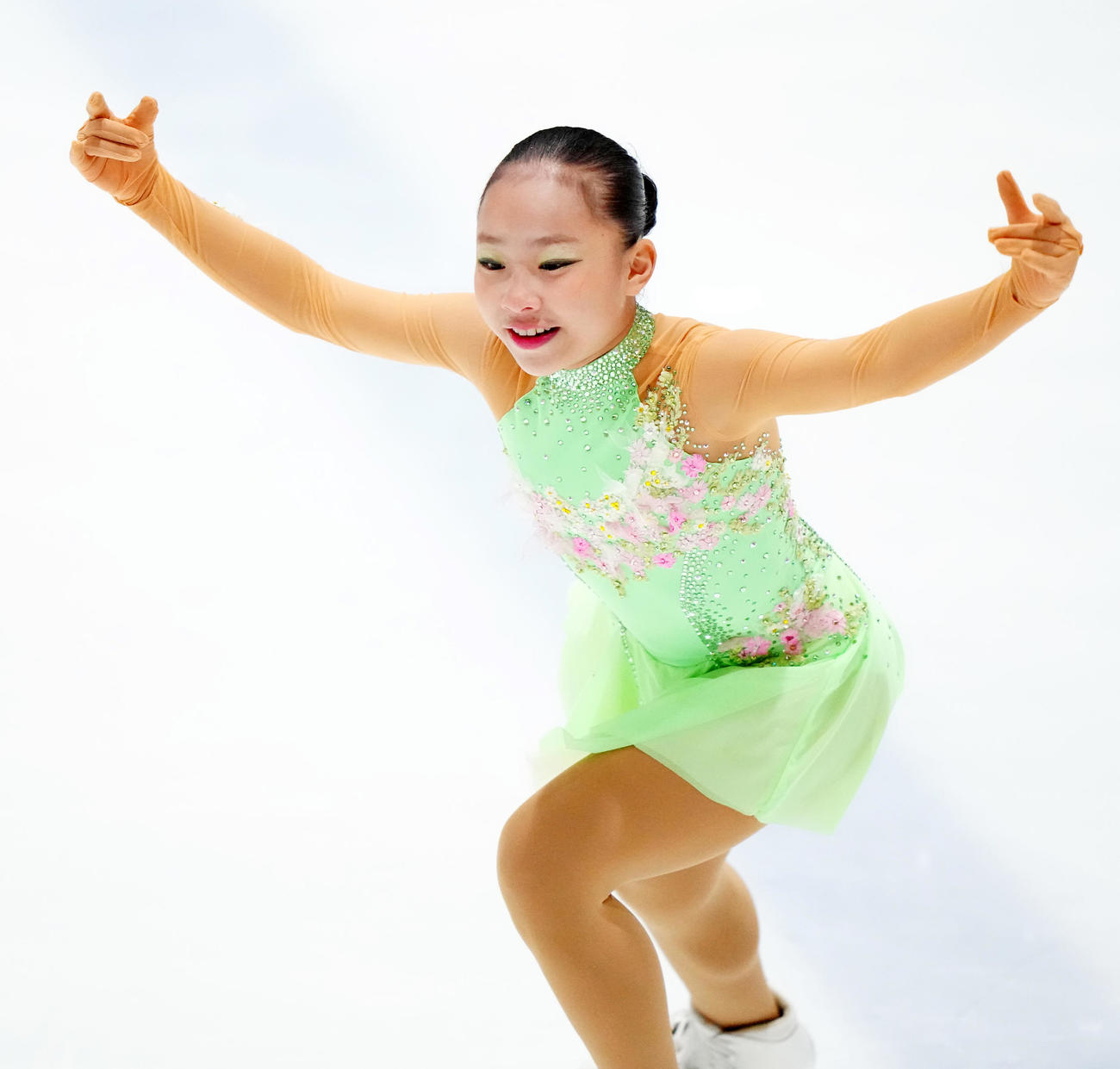 ジュニア女子フリーで演技する千葉美乃花（撮影・江口和貴）