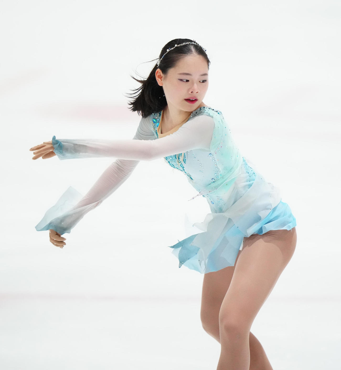 ジュニア女子フリーで演技する奥野友莉菜（撮影・江口和貴）