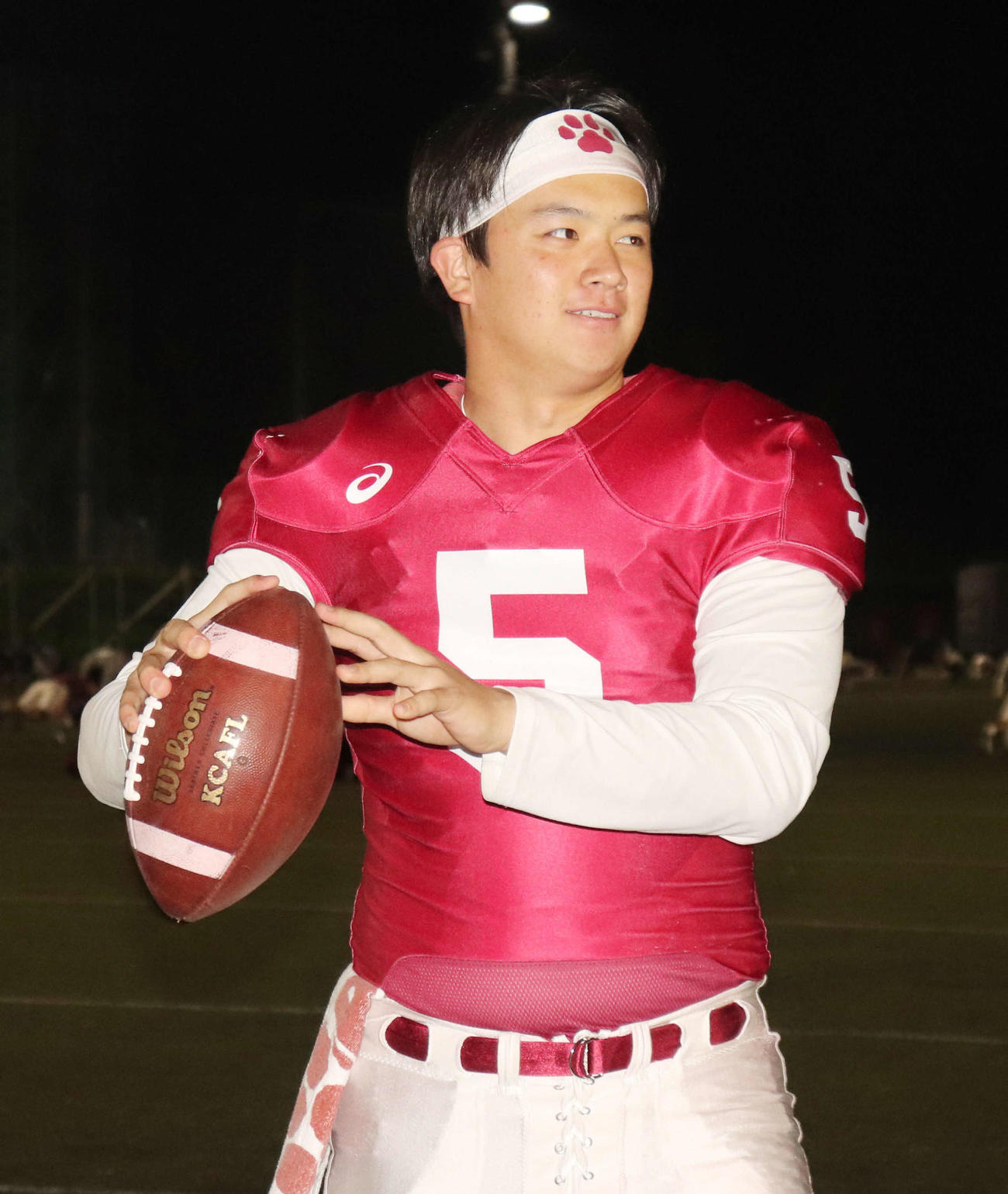 関学大戦へ向け気合いが入る立命大QB竹田（撮影・竹本穂乃加）