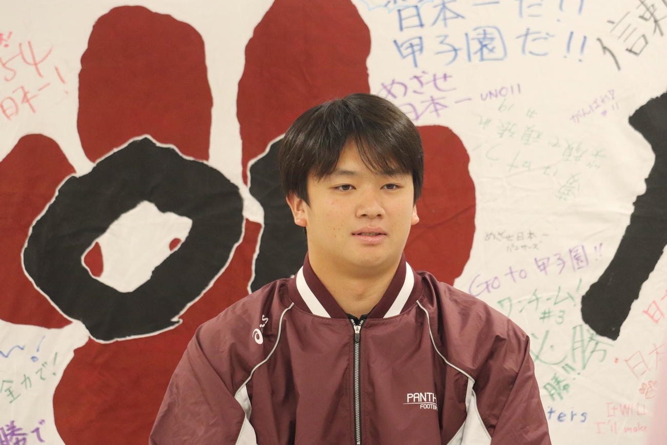 取材に答えるQB竹田剛（撮影・竹本穂乃加）