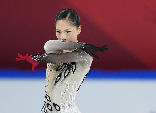 初優勝を果たした吉田陽菜の女子フリーの演技(共同)