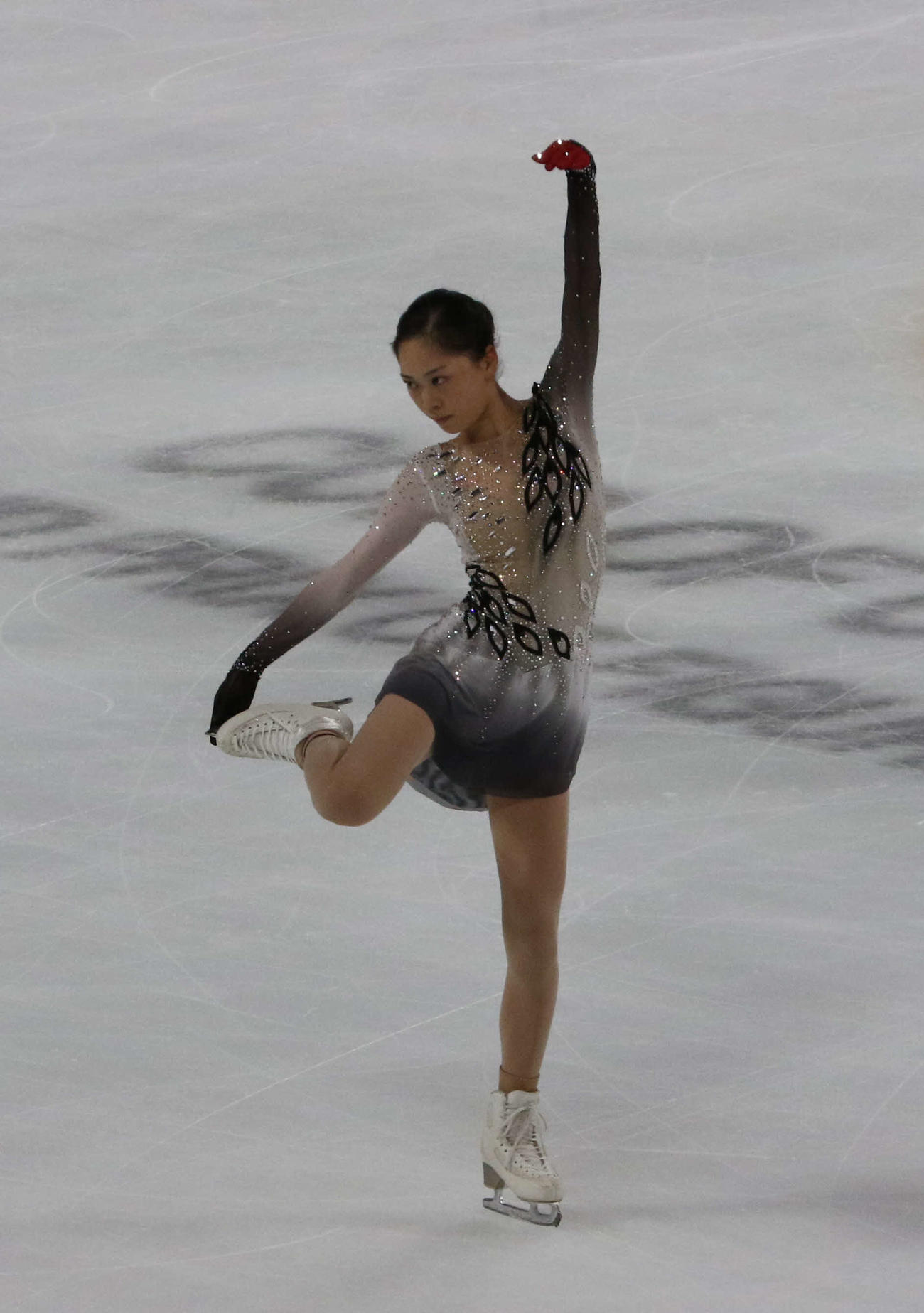 フリー前の公式練習で滑る吉田陽菜