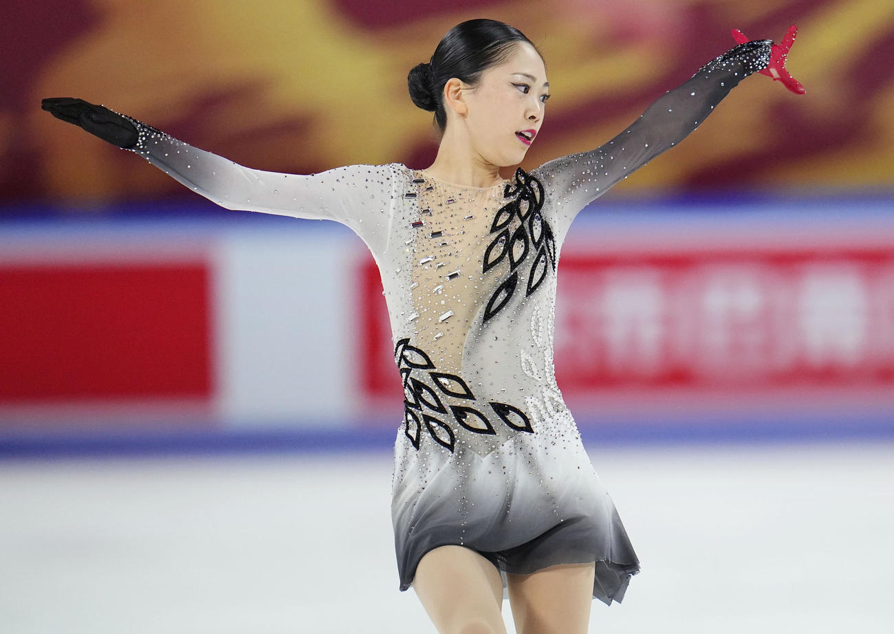初優勝を果たした吉田陽菜の女子フリーの演技（共同）
