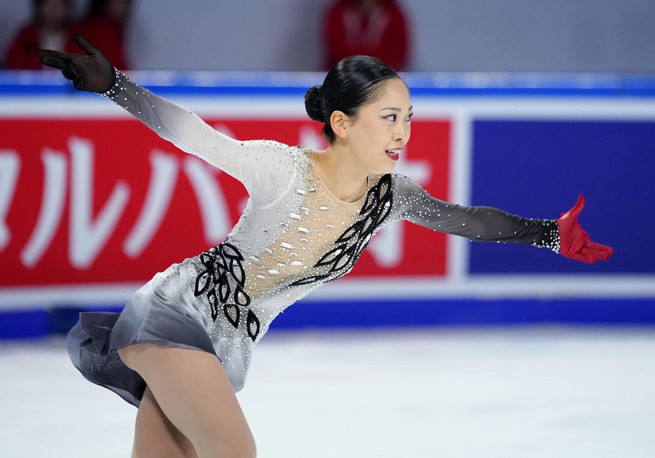 初優勝を果たした吉田陽菜の女子フリーの演技（共同）