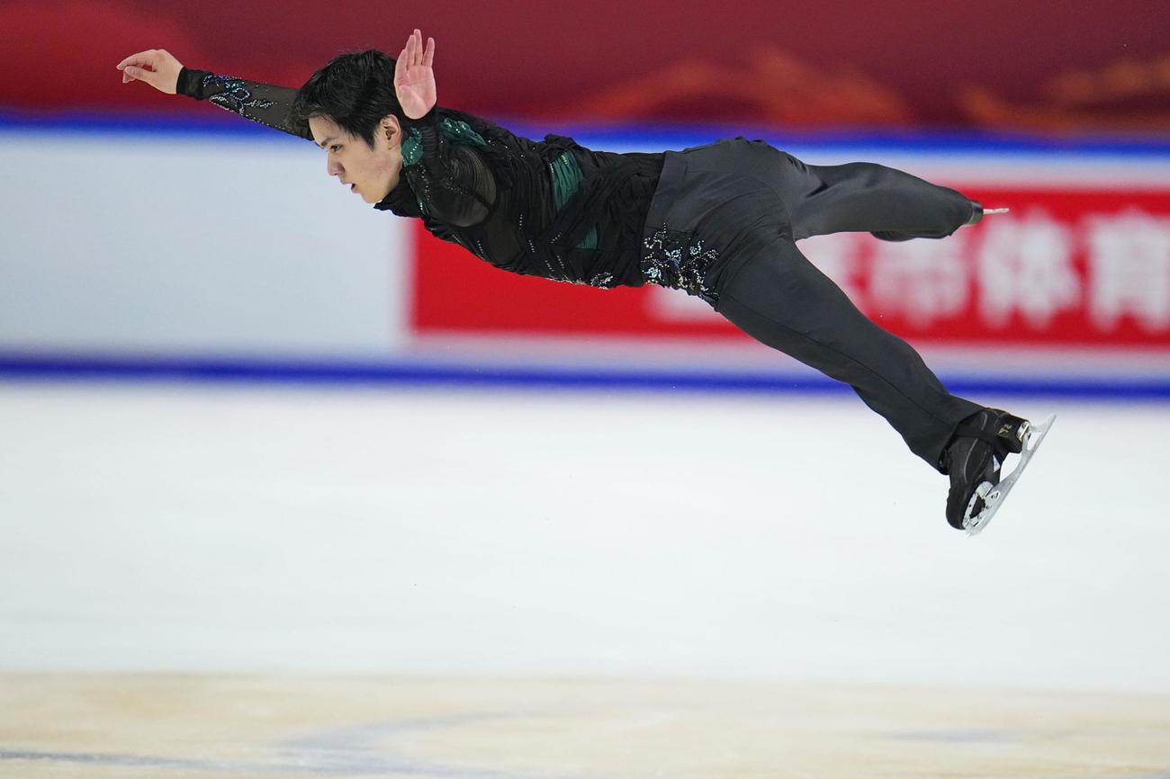 男子フリー　演技する宇野昌磨（共同）