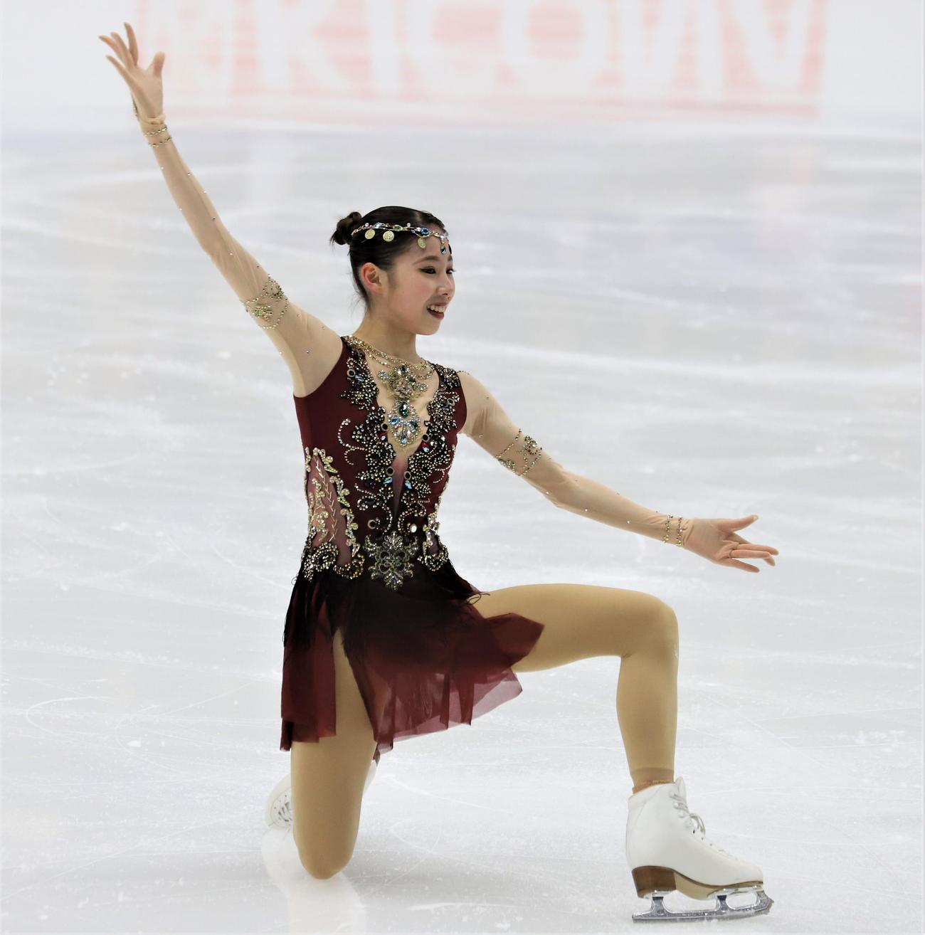 フィギュアスケートGPシリーズフィンランド大会　女子SPで演技を披露する住吉（撮影・藤塚大輔）