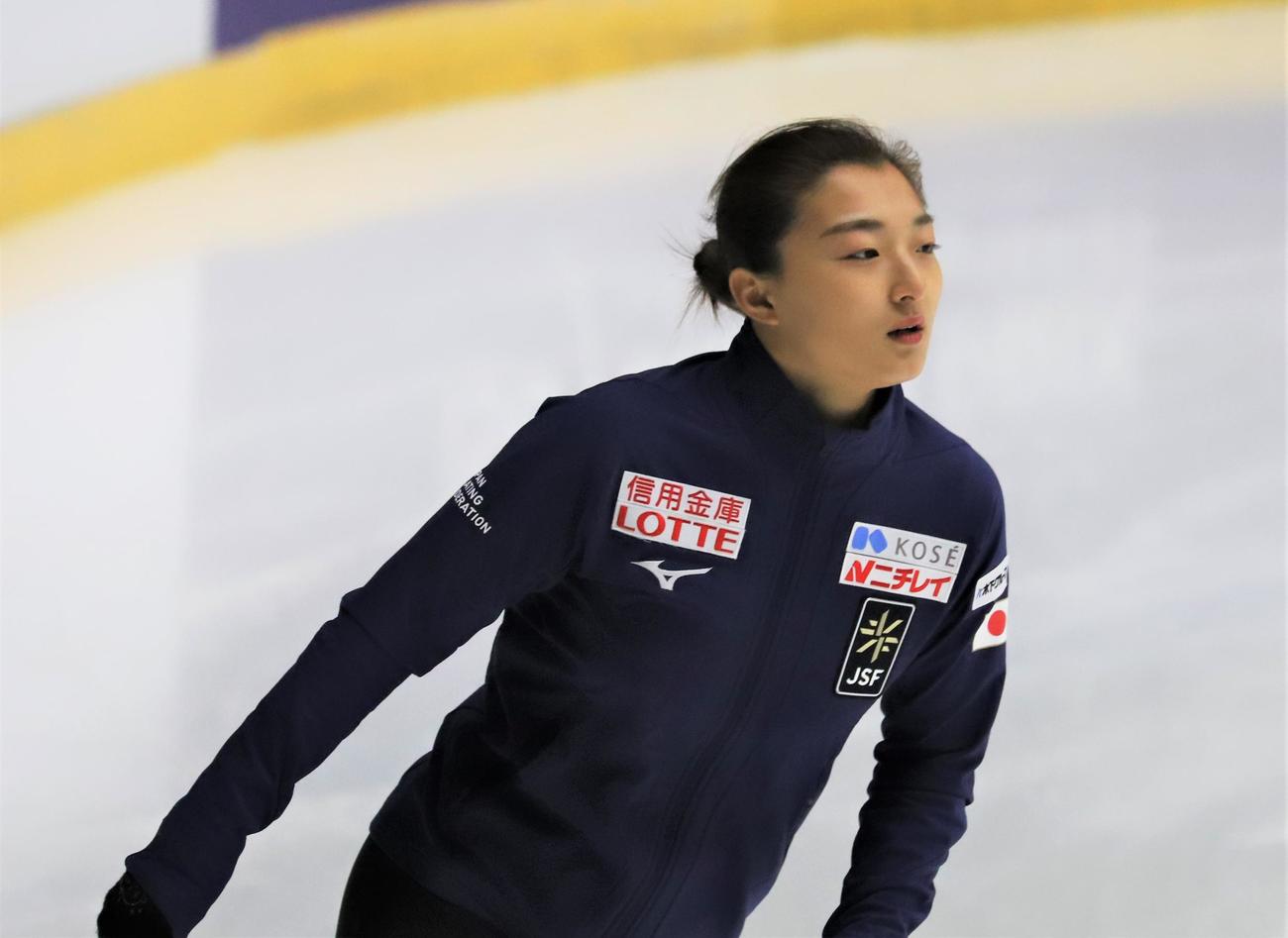 フィギュアスケートGPシリーズフィンランド大会の公式練習に臨む坂本（撮影・藤塚大輔）
