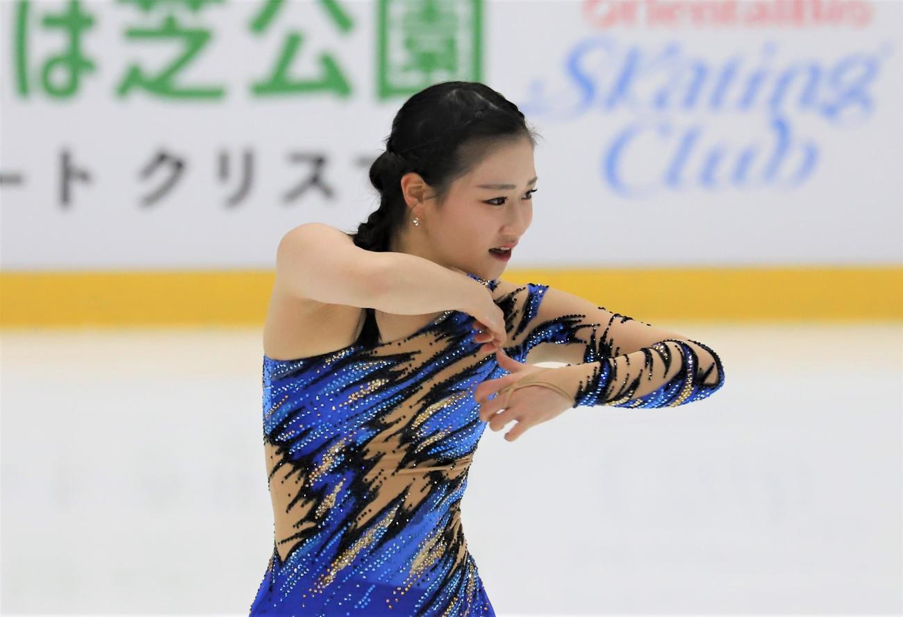 フィギュアスケートGPシリーズフィンランド大会　女子SPで演技を披露する河辺（撮影・藤塚大輔）