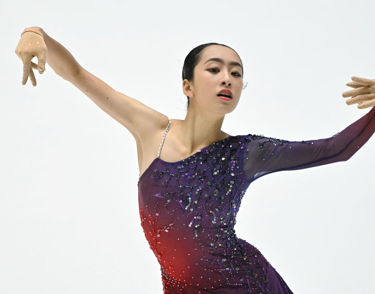 女子SP　演技を披露する櫛田育良（撮影・石井愛子）
