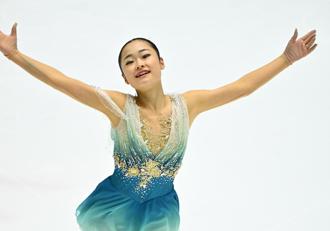 女子フリー　演技を披露する島田麻央（撮影・石井愛子）