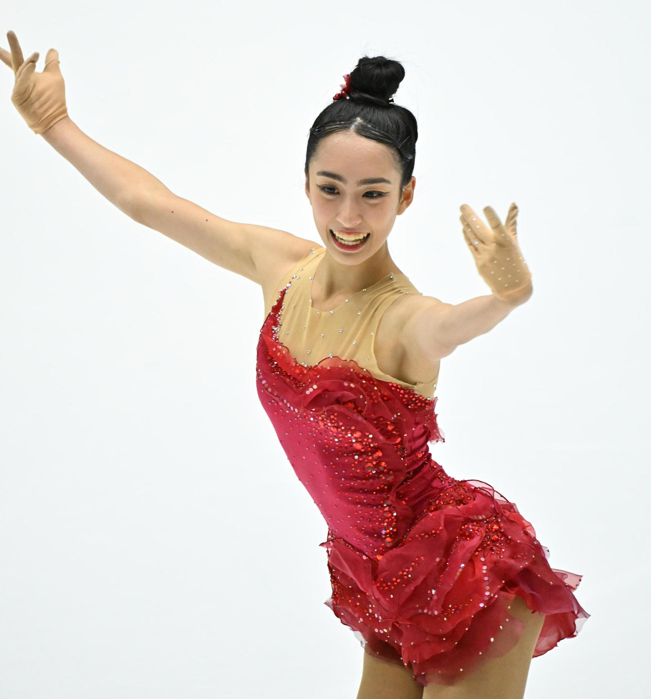 女子フリー　演技を披露する櫛田育良（撮影・石井愛子）