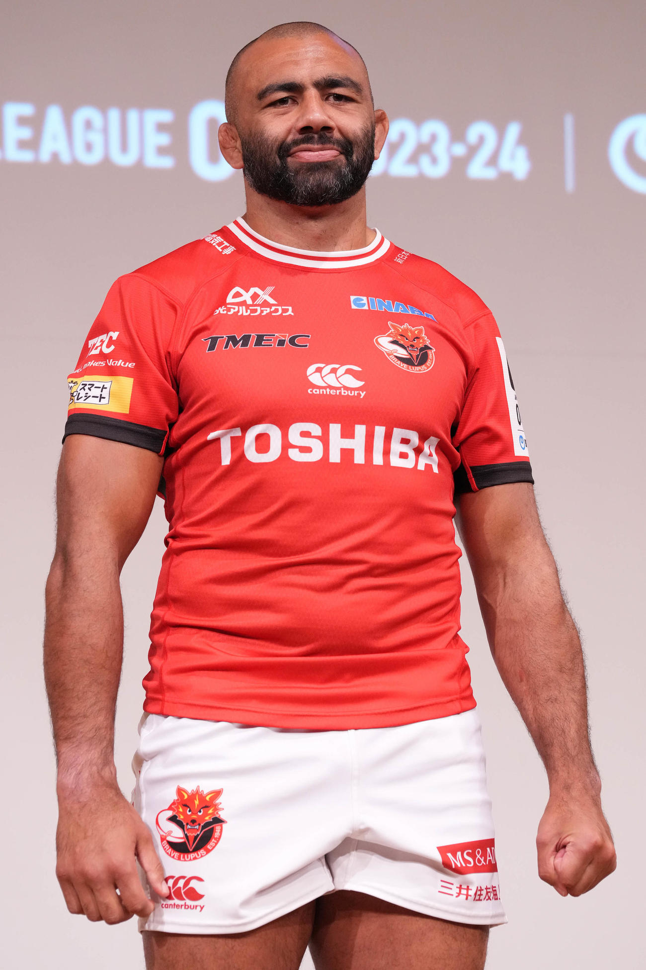 ラグビーリーグワンの開幕直前メディアカンファレンスに登壇したBL東京リーチ（撮影・鈴木みどり）