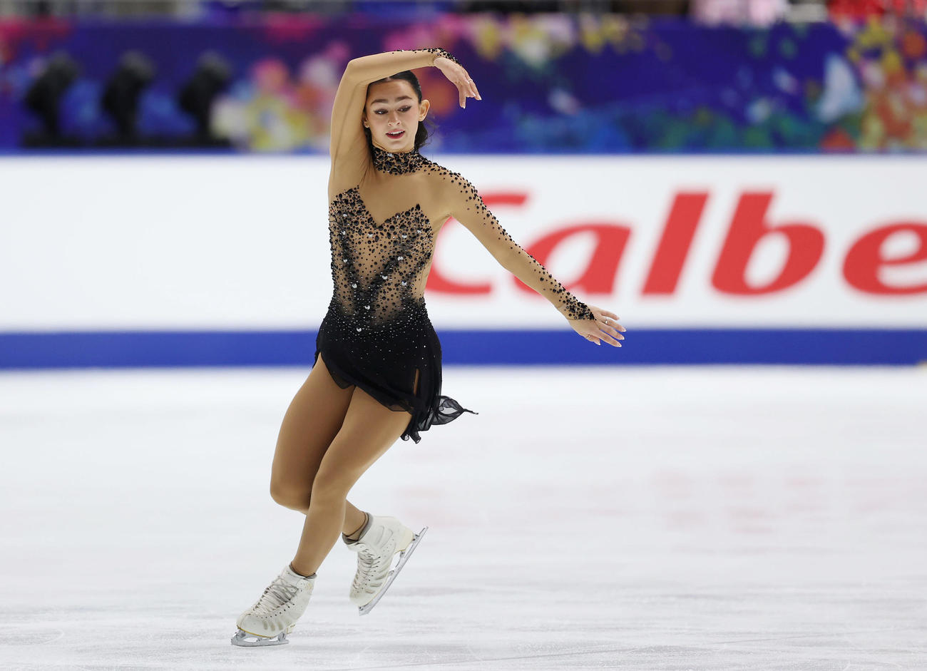 女子フリーで演技するアバ・マリー・ジーグラー（撮影・前田充）