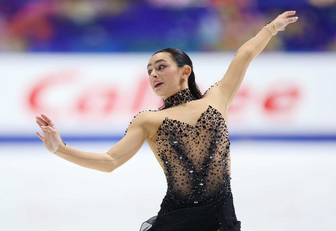 女子フリーで演技するアバ・マリー・ジーグラー（撮影・前田充）