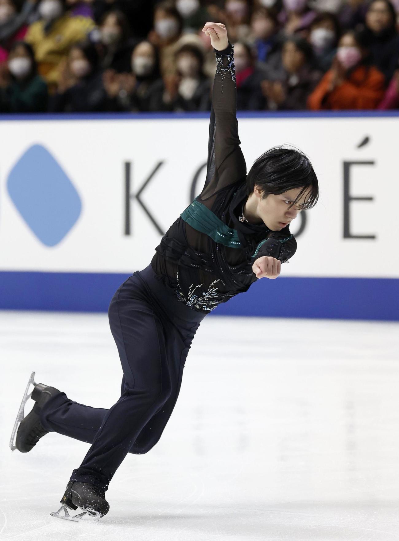 男子で2位の宇野昌磨のフリー（共同）