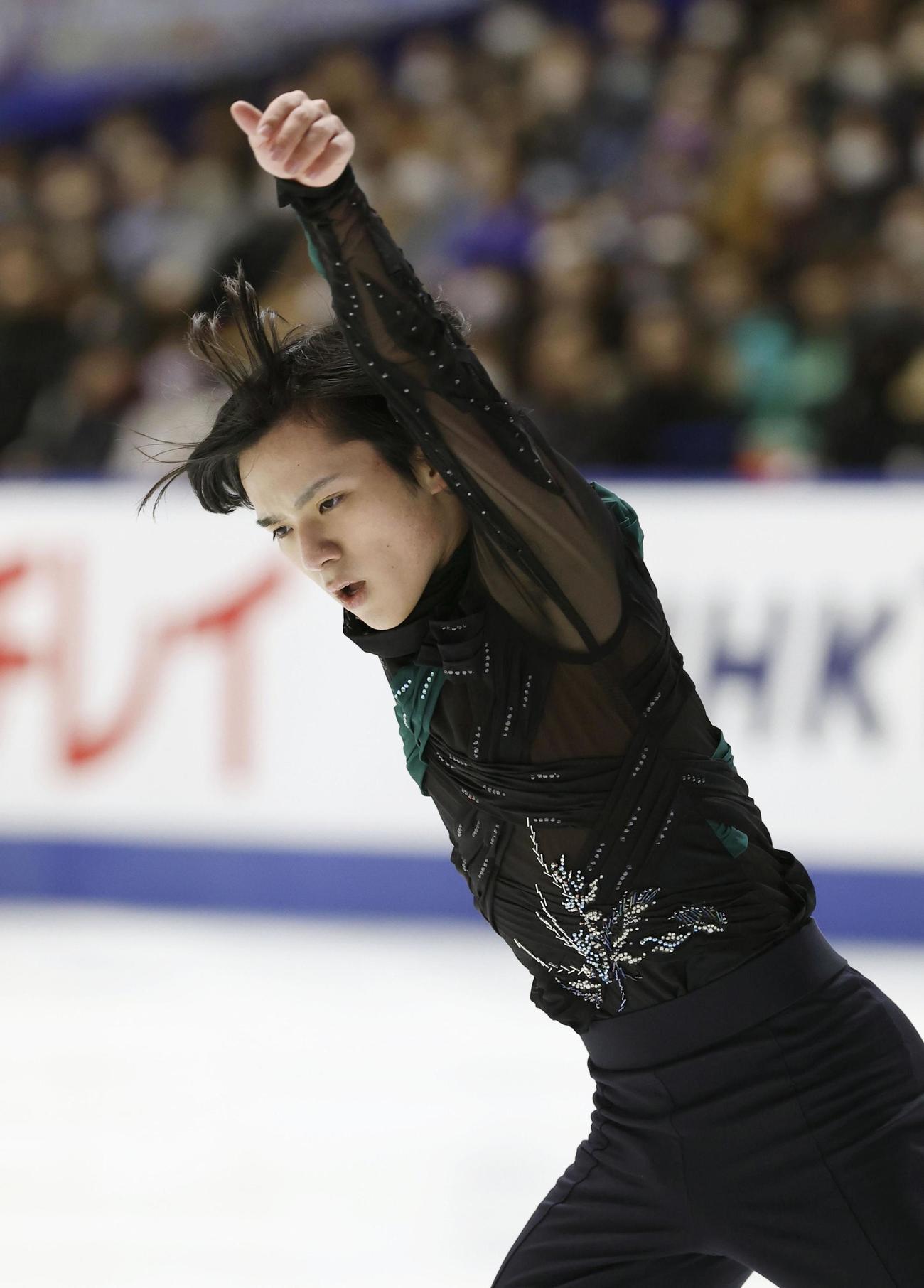 男子で2位の宇野昌磨のフリー（共同）