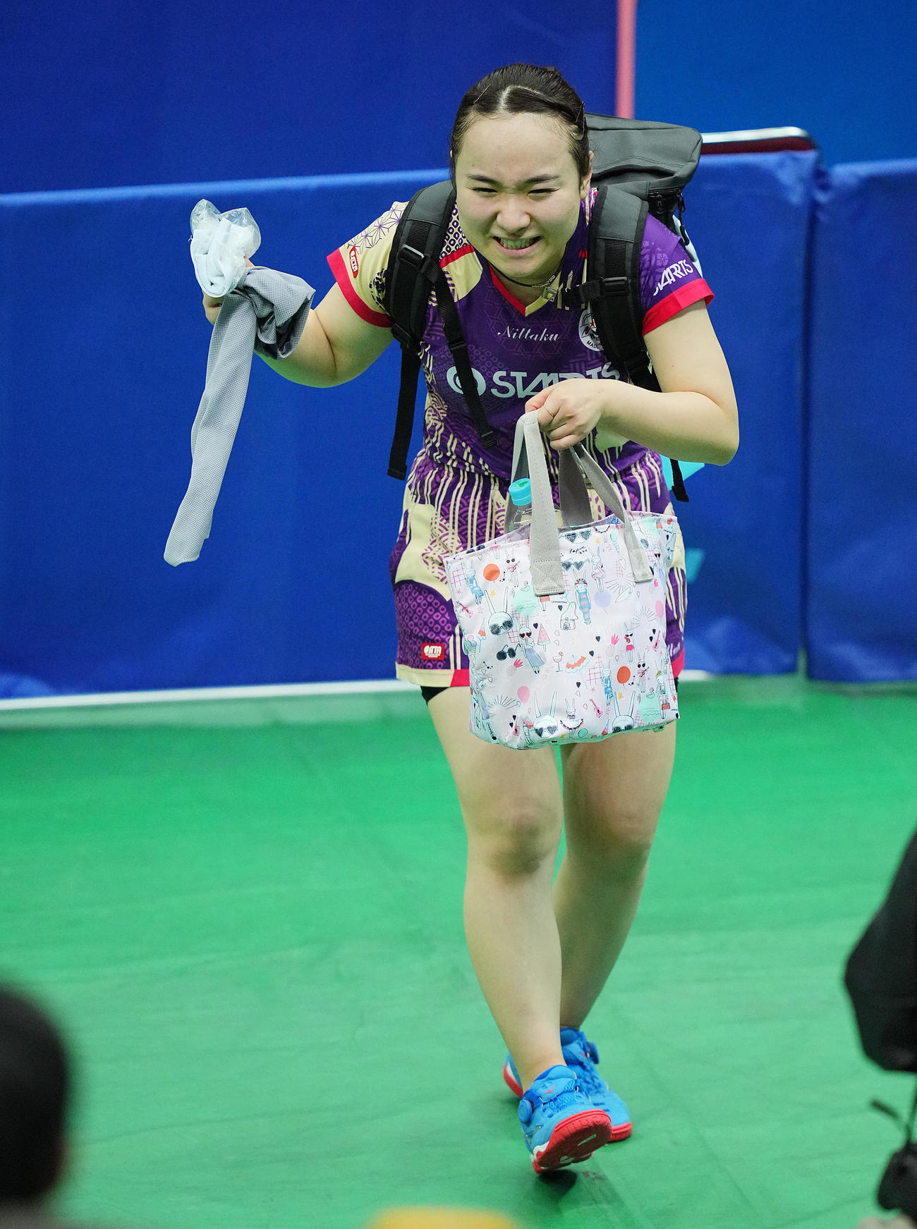 伊藤美誠対横井咲桜　勝利し笑顔を見せる伊藤（撮影・垰建太）
