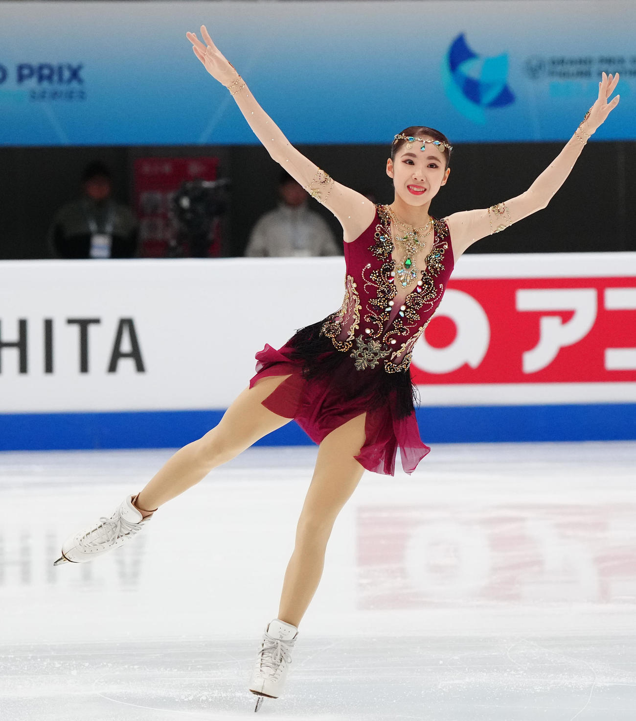 女子SPの演技に臨む住吉（撮影・江口和貴）