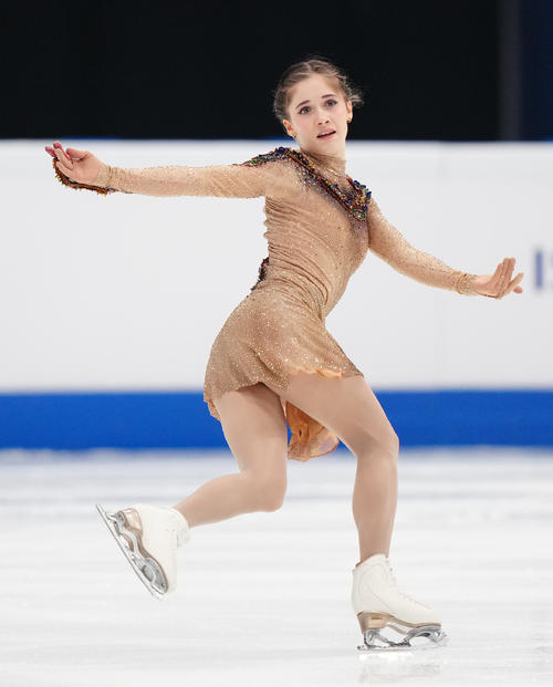 女子SPの演技に臨むレビト（撮影・江口和貴）