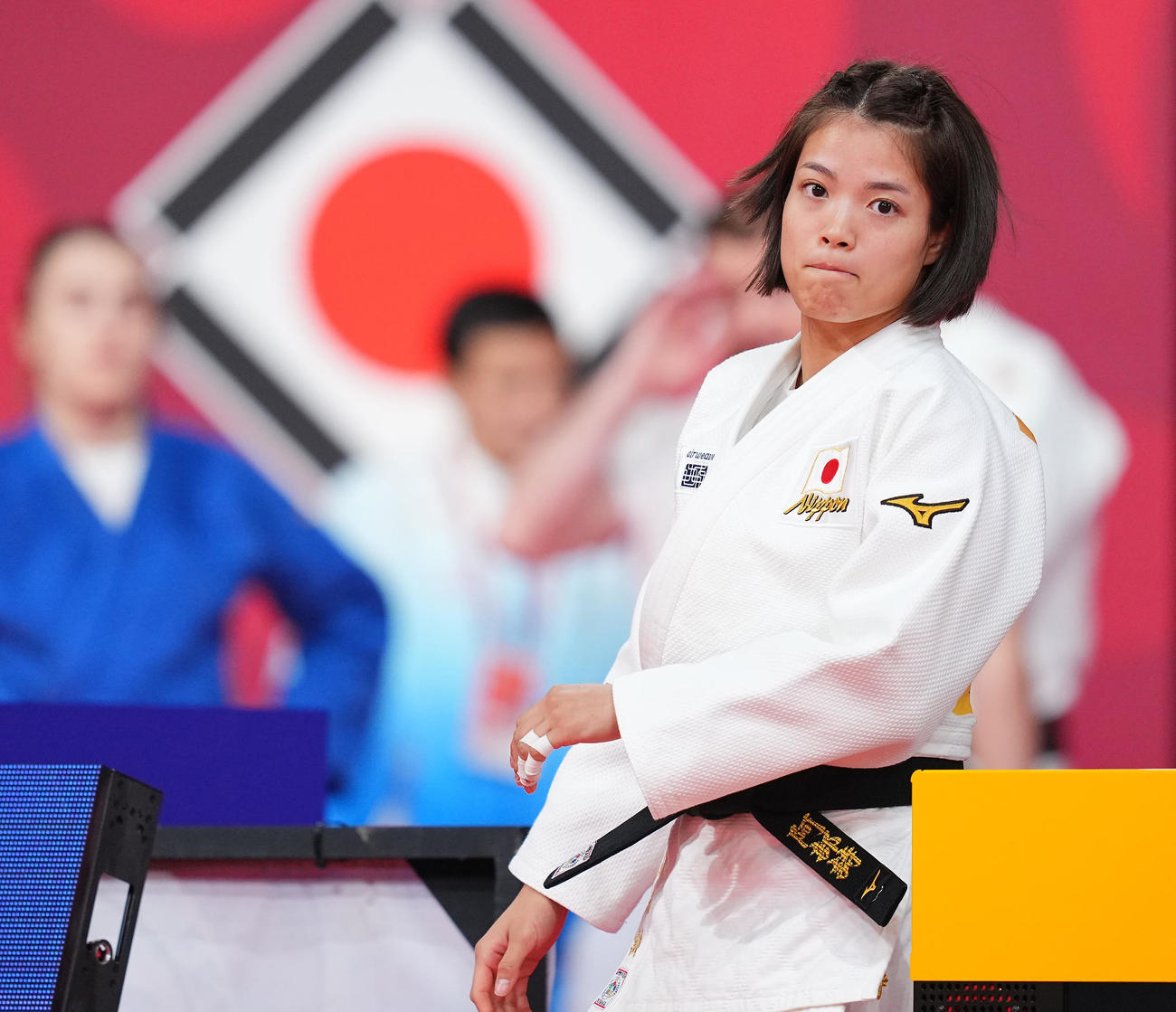 女子52キロ級、不戦勝で初戦を突破する阿部詩（撮影・垰建太）