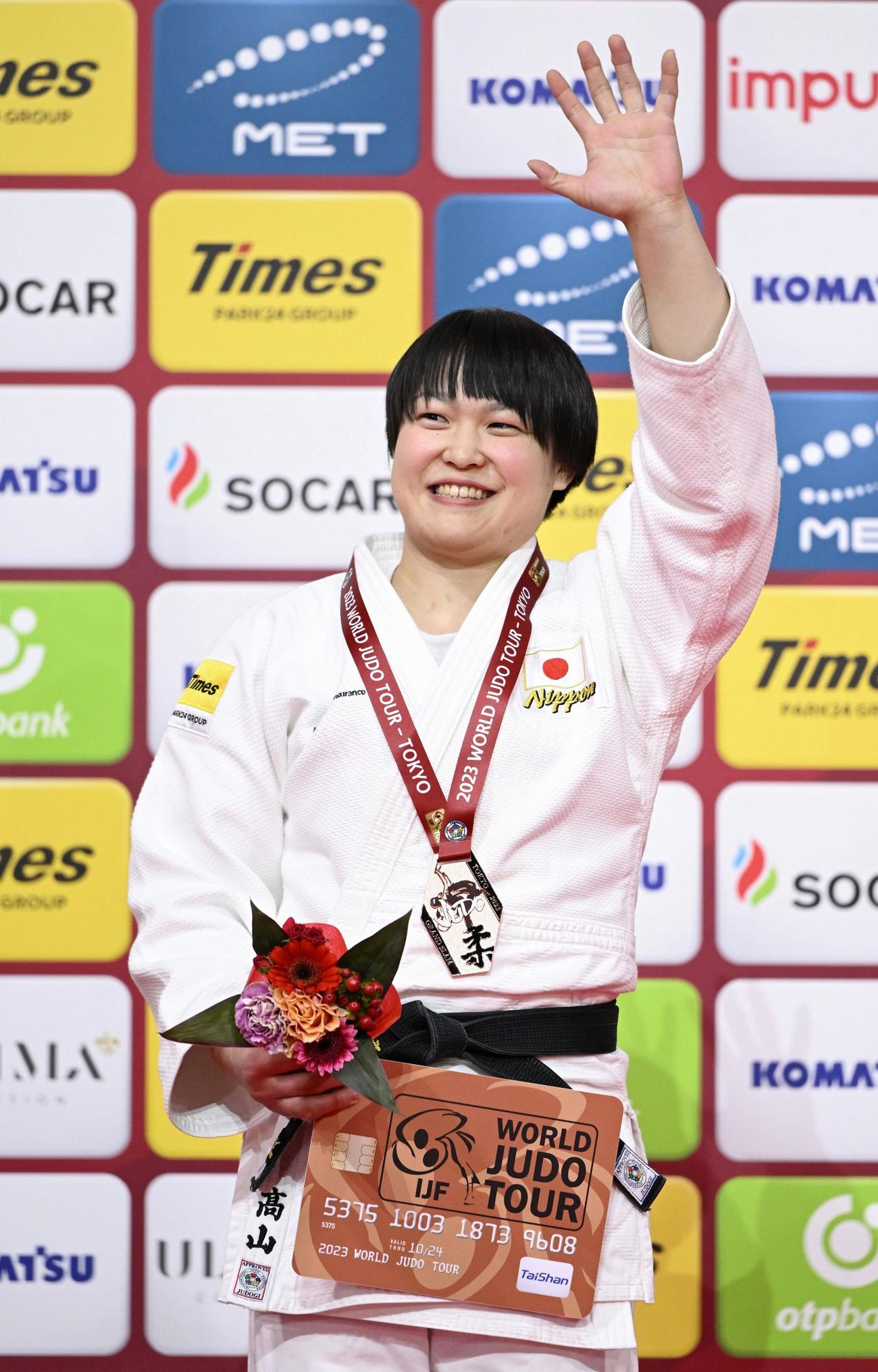 女子78キロ級で銅メダルを獲得した高山莉加（共同）