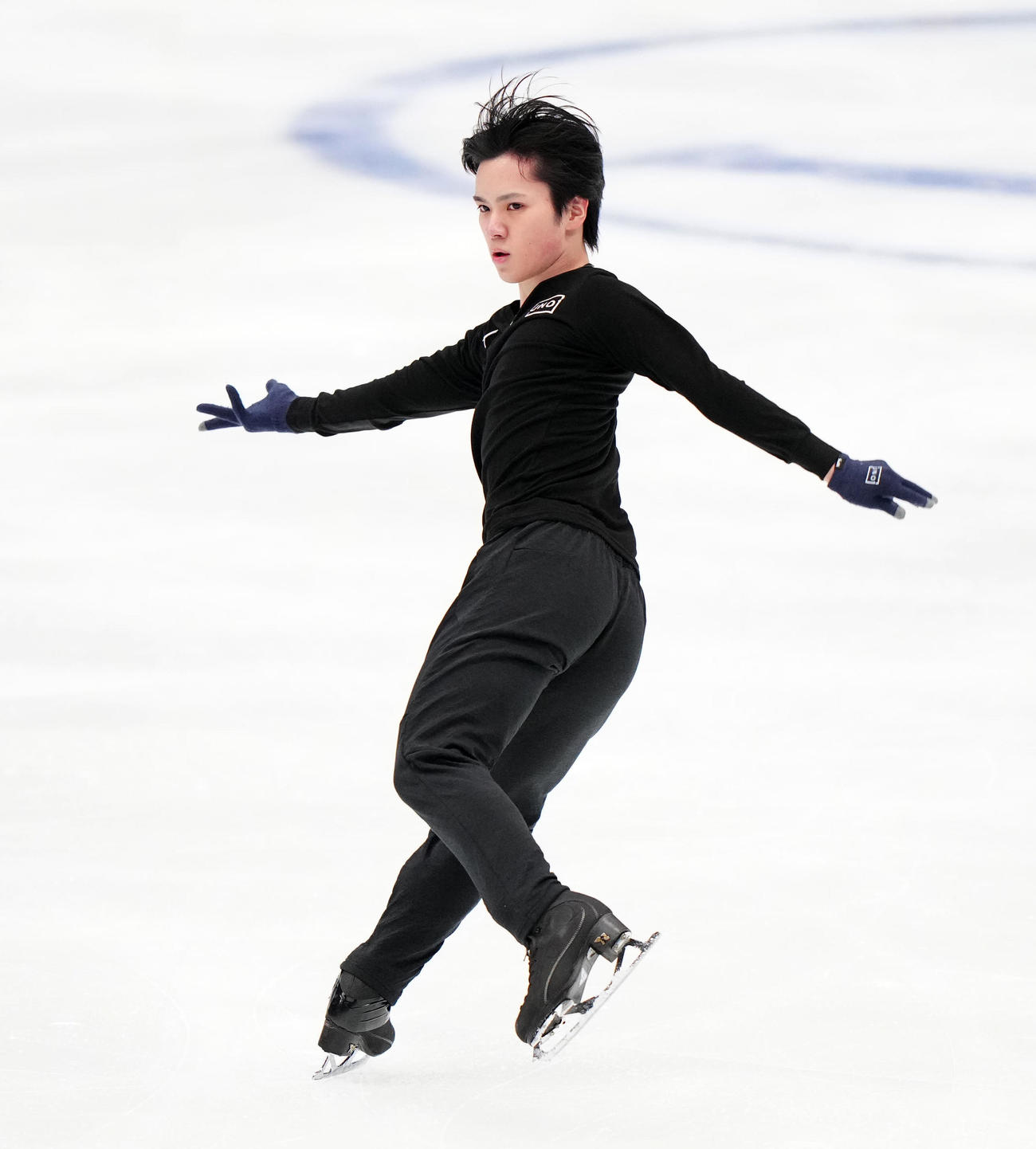 フィギュアスケートGPファイナルの公式練習に臨む宇野（撮影・江口和貴）