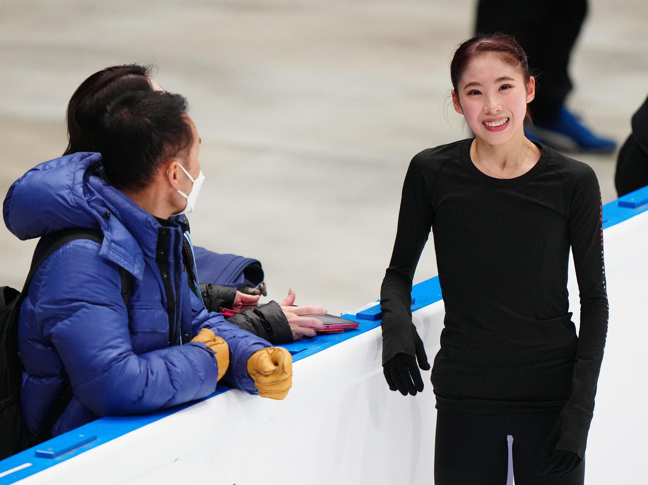 フィギュアスケートGPファイナルの公式練習に臨む住吉（撮影・江口和貴）