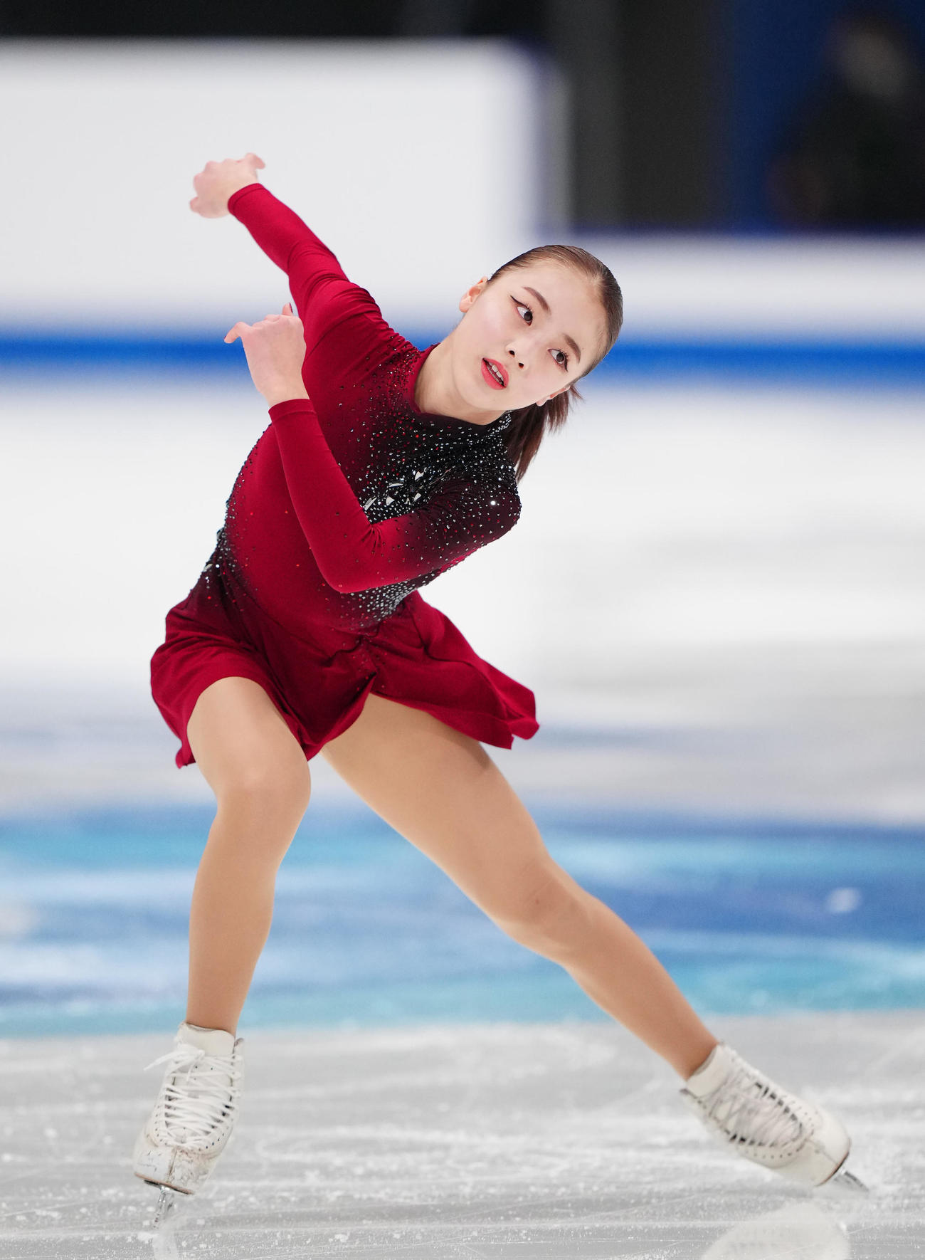 ジュニア女子SPの演技に臨む上薗（撮影・江口和貴）