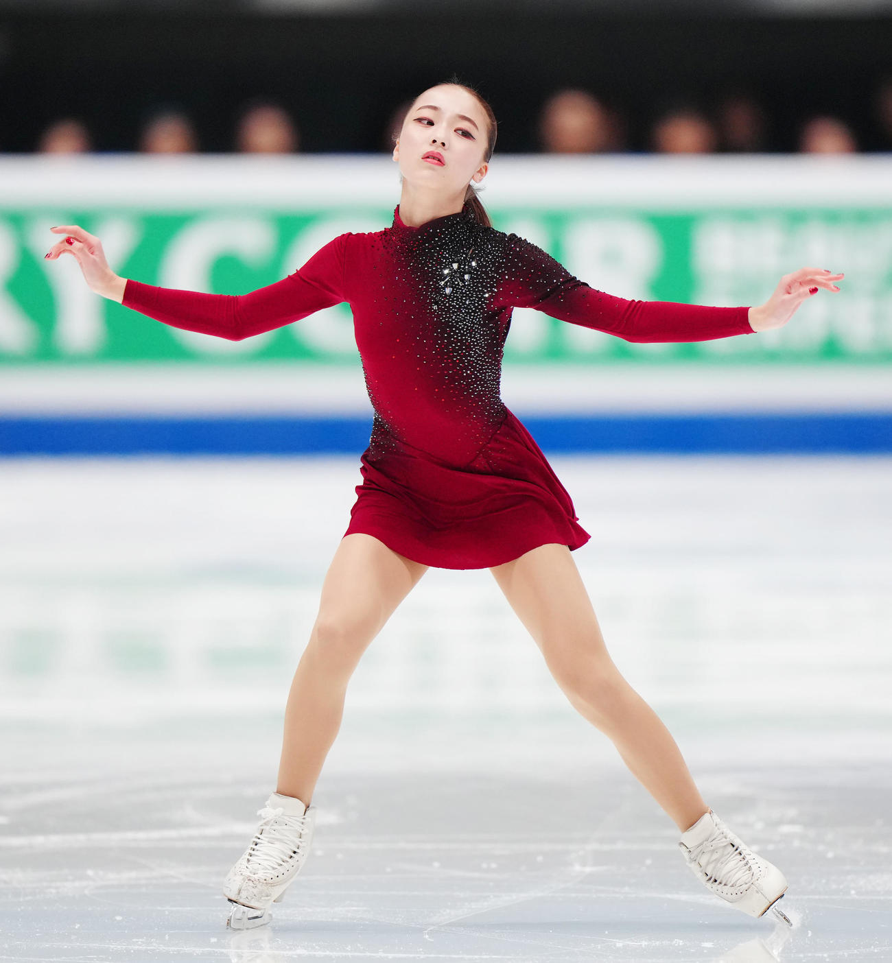ジュニア女子SPの演技に臨む上薗（撮影・江口和貴）