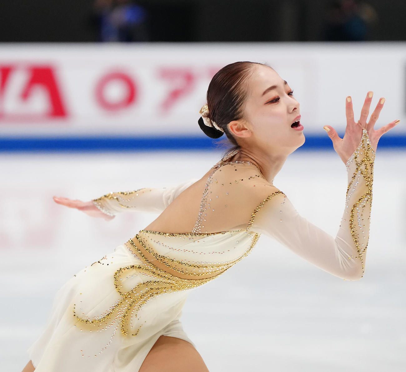 ジュニア女子フリーの演技に臨む上薗（撮影・江口和貴）