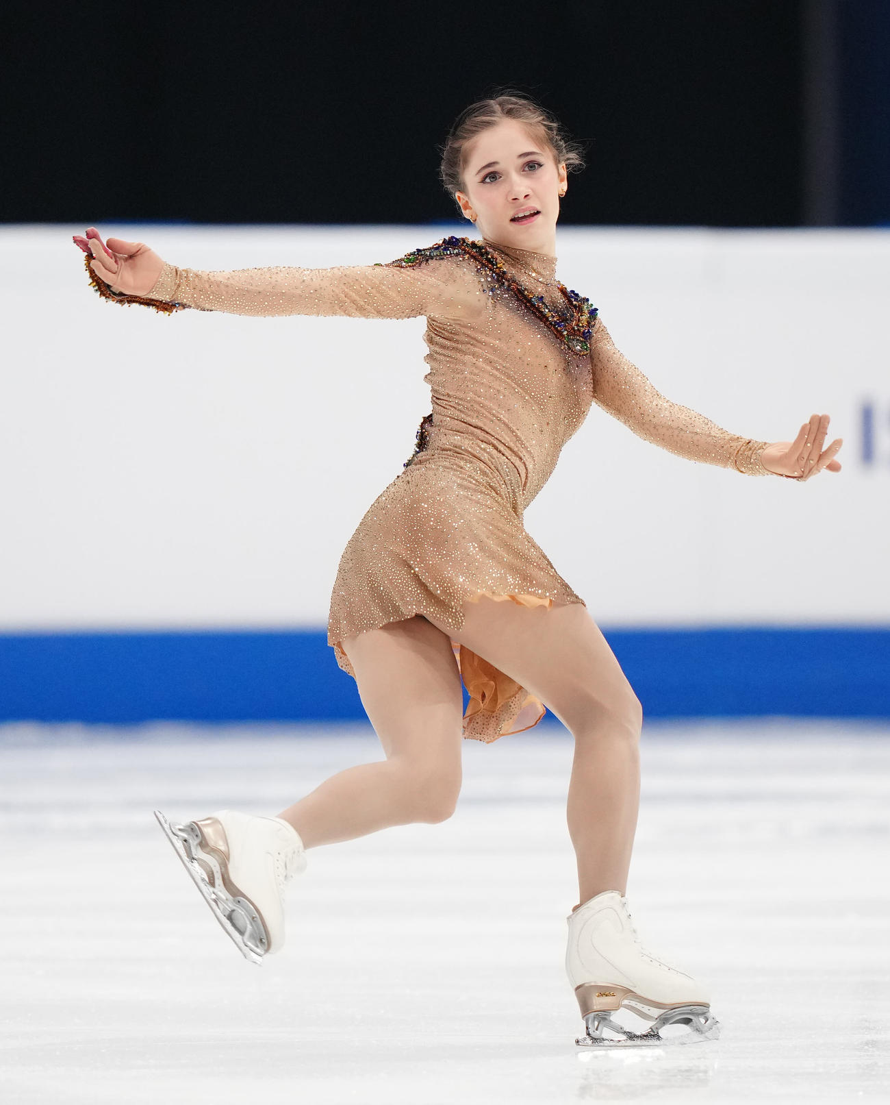女子SPの演技に臨むレビト（撮影・江口和貴）