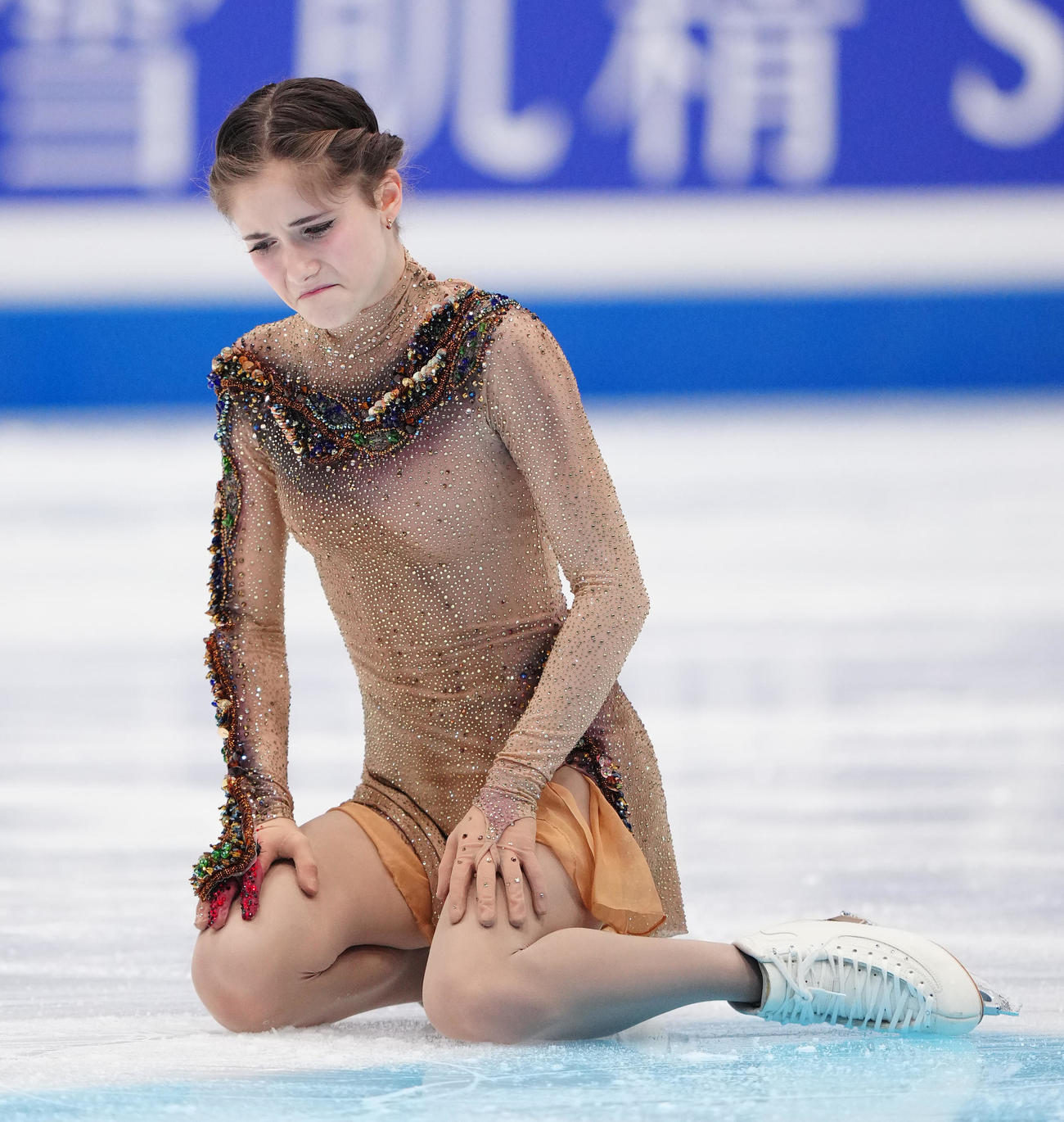 女子SPの演技後、厳しい表情のレビト（撮影・江口和貴）