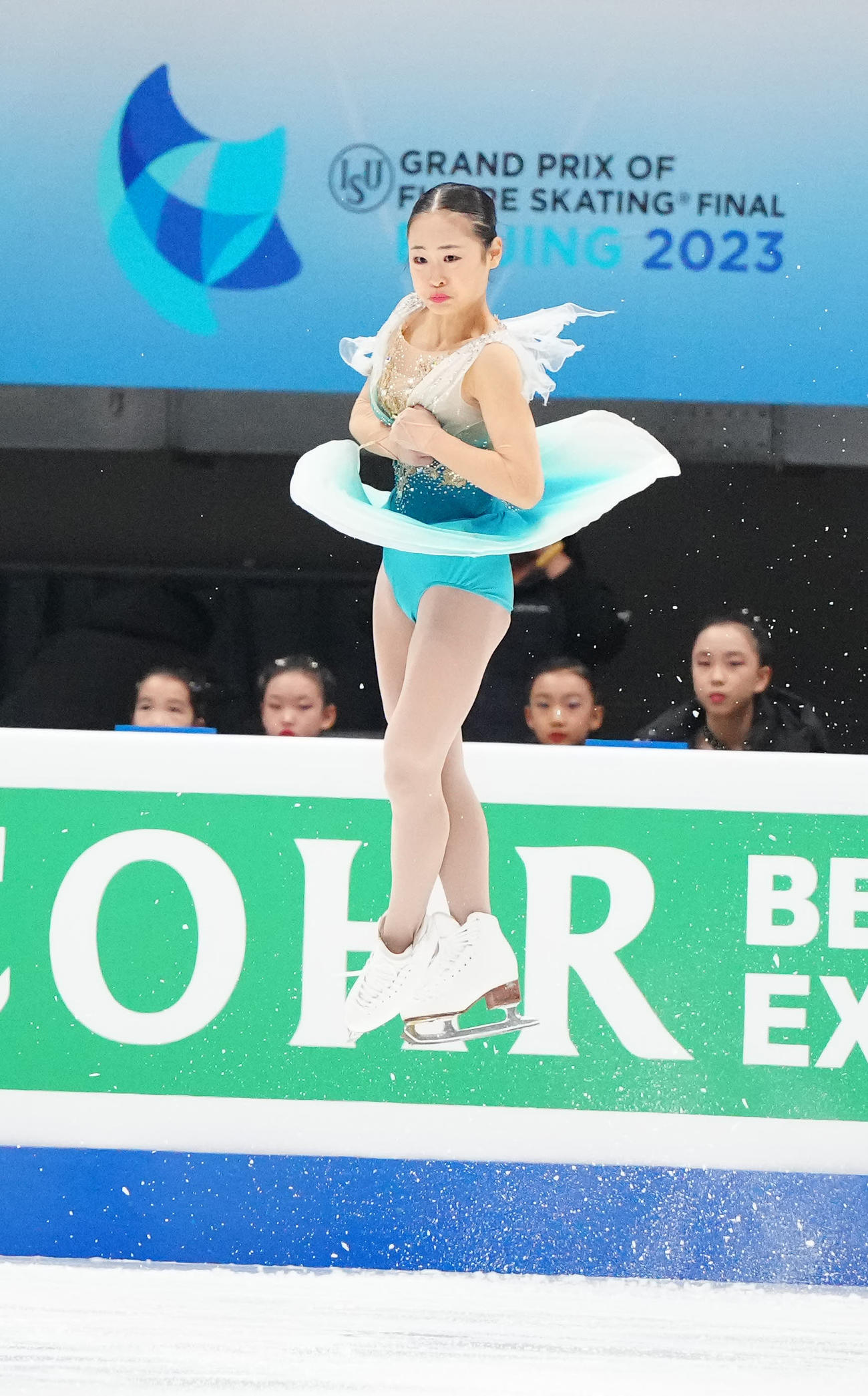 ジュニア女子フリーで4回転トーループを成功させる島田（撮影・江口和貴）